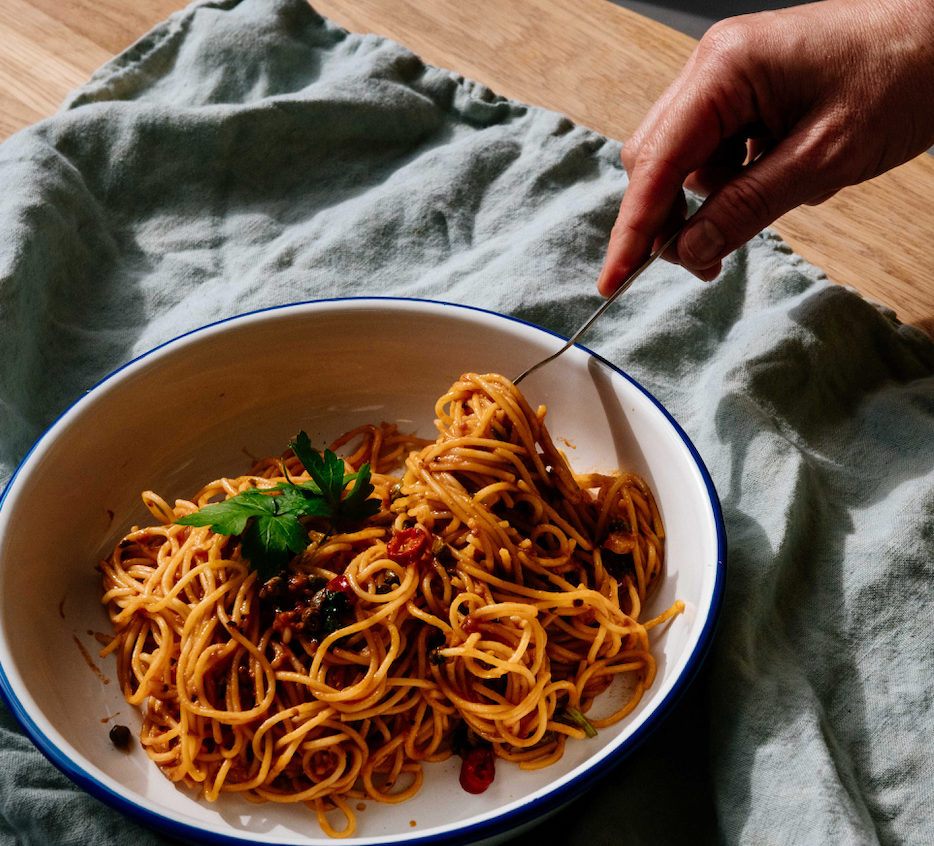 Pasta alla puttanesca met ansjovis