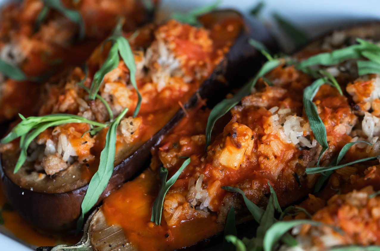 gevulde aubergines met gehakt
