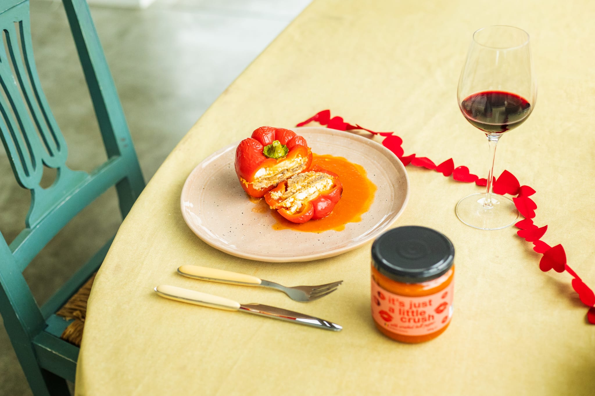 Gevulde paprika's met zwoele saus