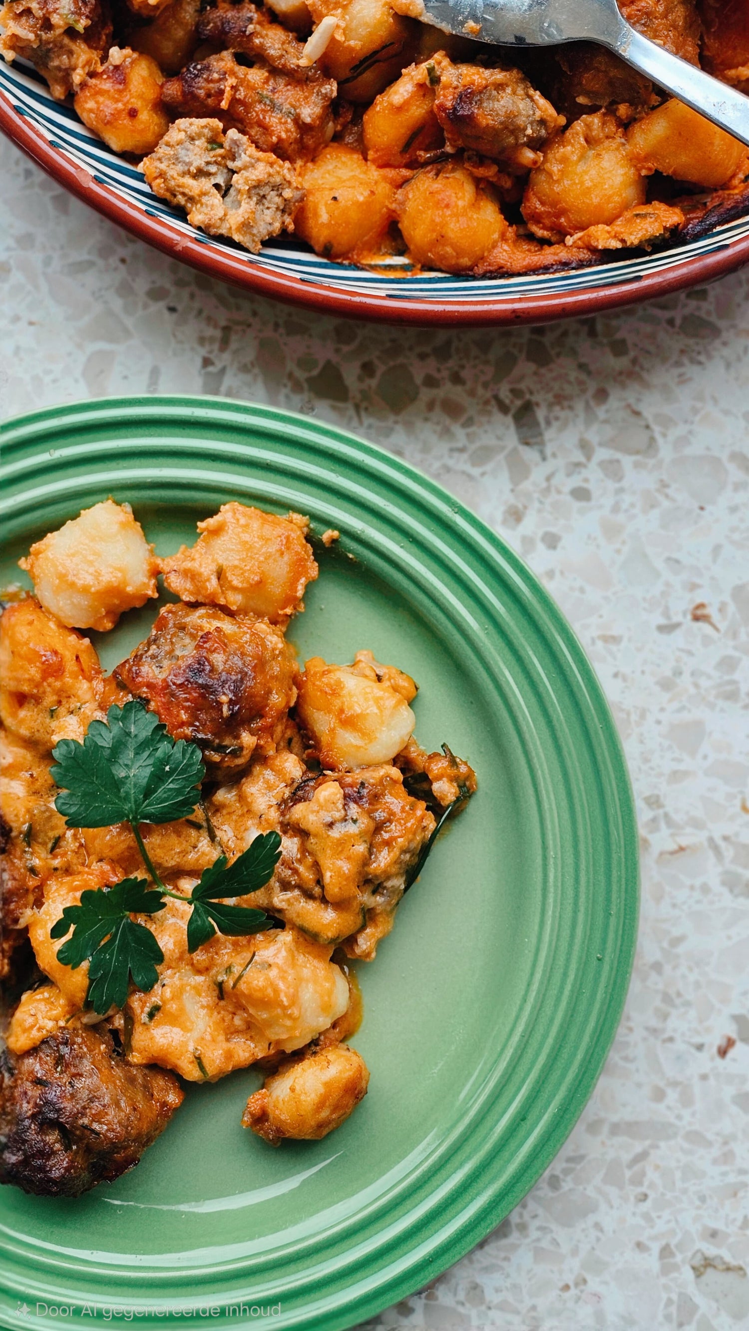 ovenschotel met gehaktballetjes en gnocchi